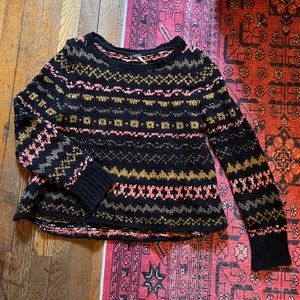 Free people fair isle babydoll sweater